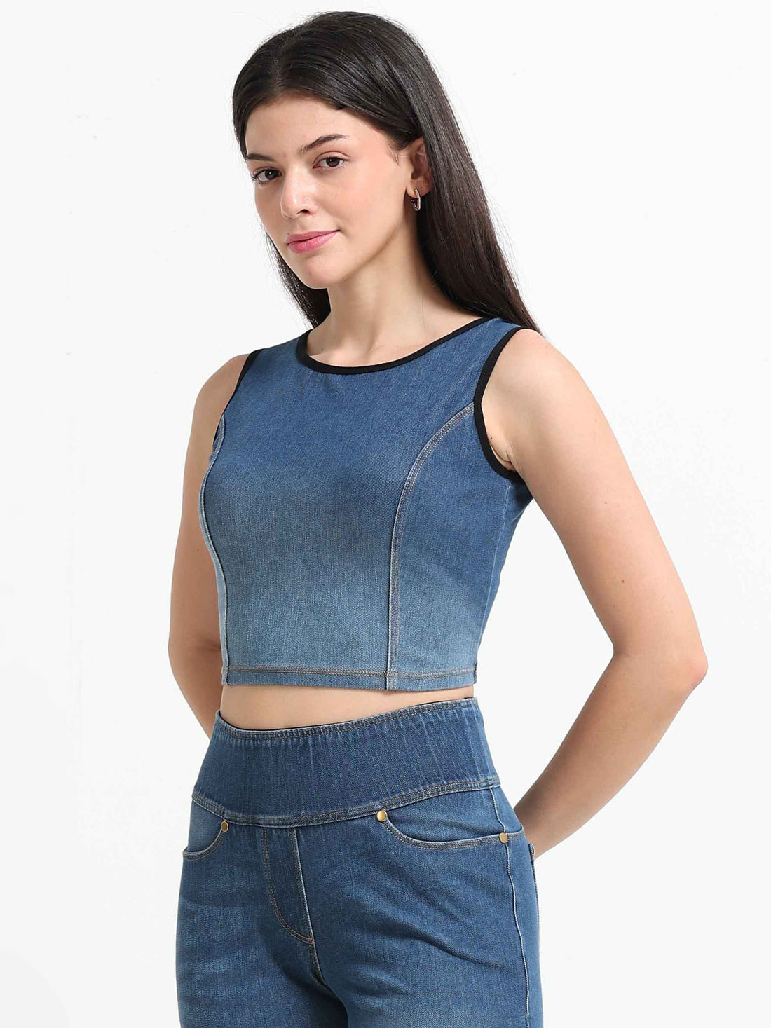 Denim stretchable crop tops